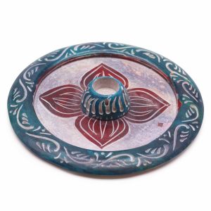 Soapstone Disc Incense Holder - Four Petal (cone &amp; incense holder)