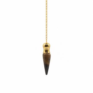 Secret Cavity Discovery of Truth Pendulum - Tiger Eye - Gold Plated