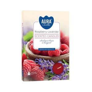 Set of 6 Scented Tealights - Raspberry &amp; White Lavender
