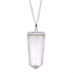 Gemstone Flat Pencil Pendant - Rock Quartz