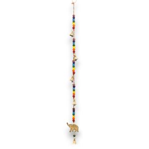 Indian Chimes - Brass Elephant with Chakra Beads String Bells 53cm