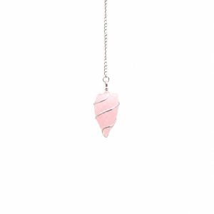 Raw Gemstone Pendulum - Rose Quartz