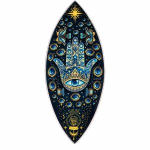 Enamel Incense Bowl - Aluminum - Blue Hamsa
