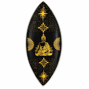 Enamel Incense Bowl - Aluminum - Gold &amp; Black Buddha